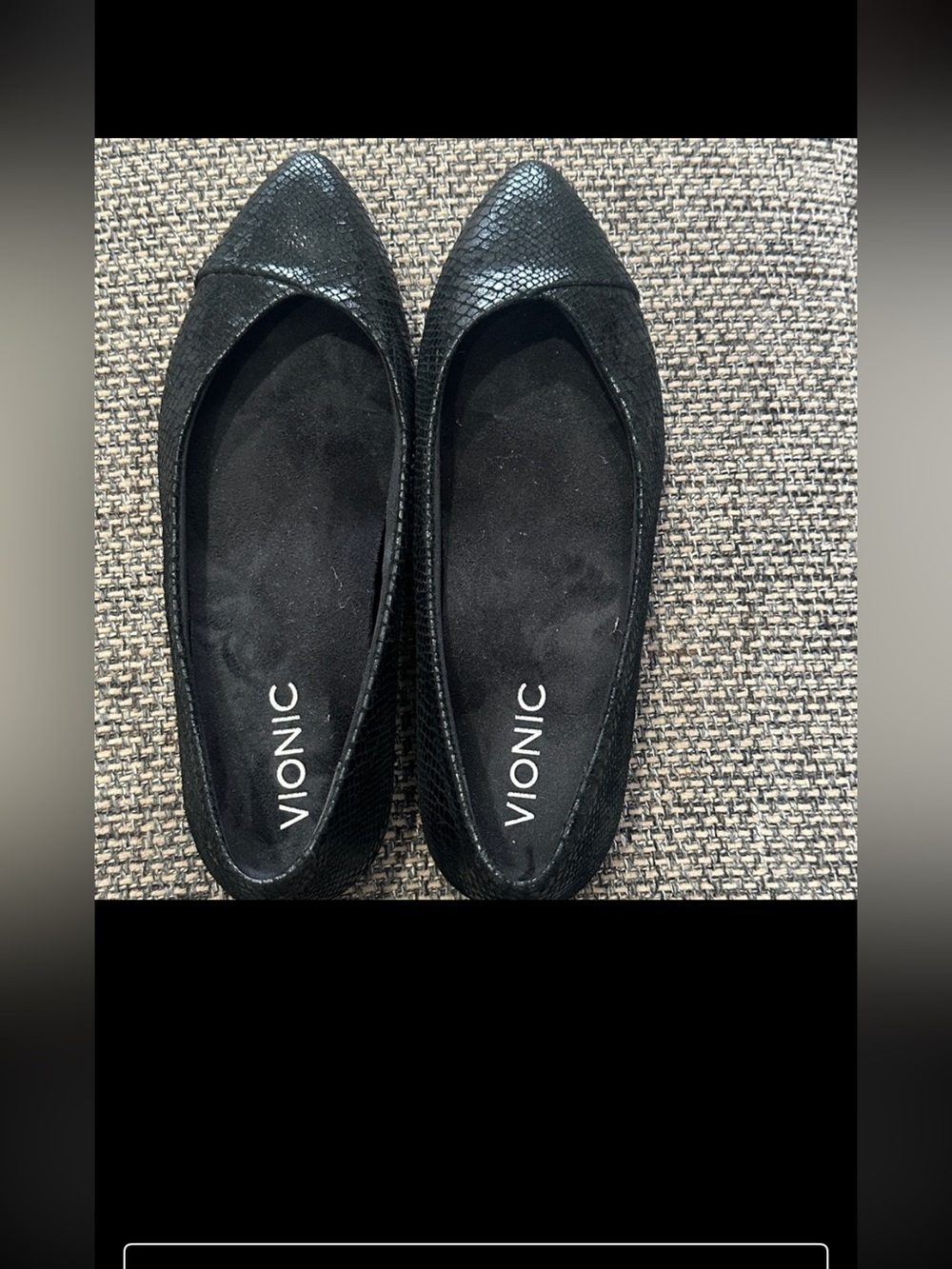 Vionic Caballo Snakeskin Pointed Toe Flats Orthotic Comfort Shoes Size 5